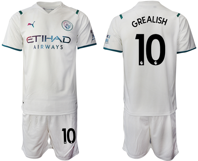 Men 2021-2022 Club Manchester City away White #10 Soccer Jerseys->manchester city jersey->Soccer Club Jersey